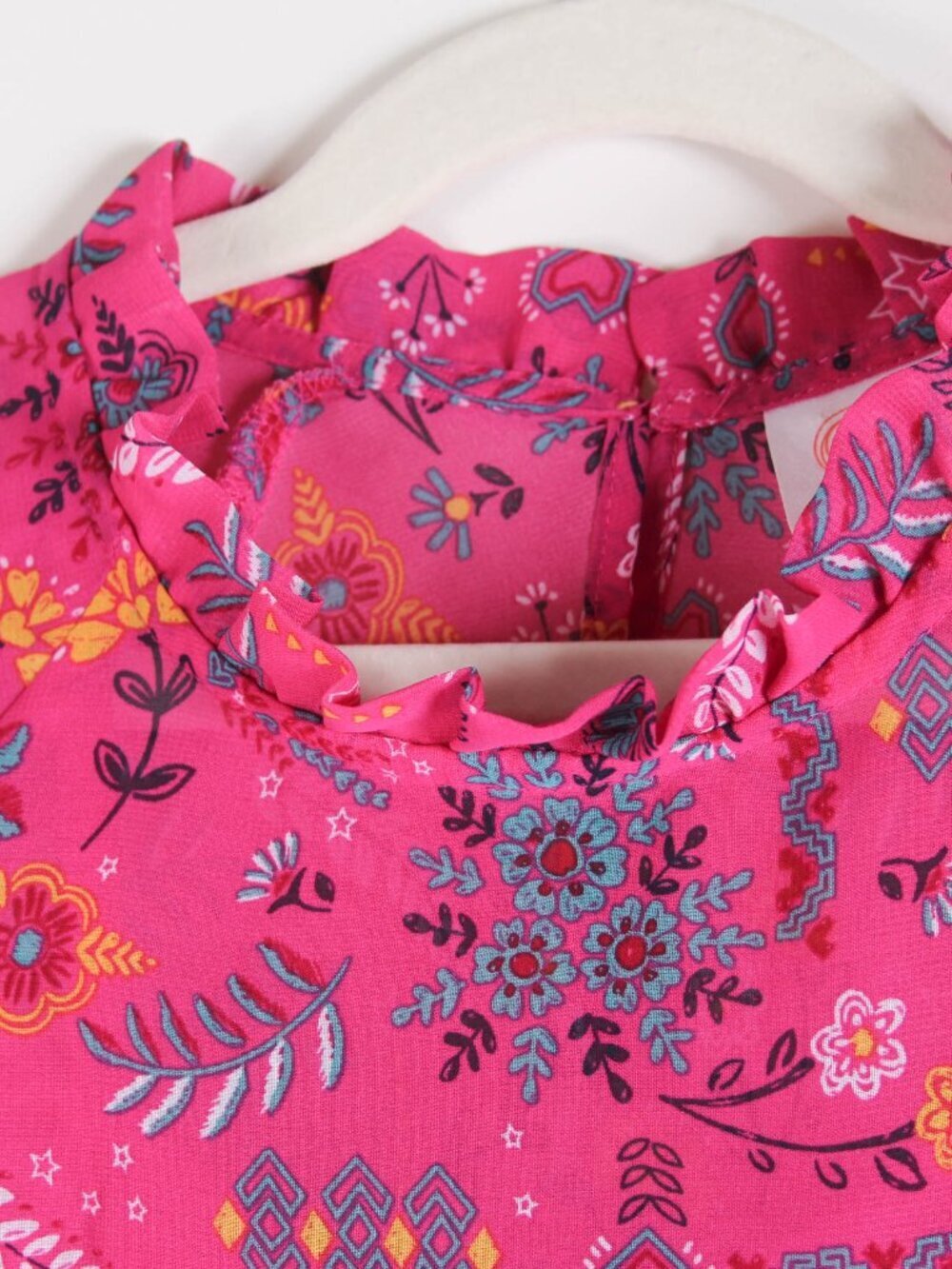 Wonder Nation Girls Pink Floral Dress L (10-12) Plus Ruffle Sleeve Boho - Picture 5 of 12